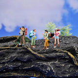 Maxbell 1/64 Scale Miniature Figures Outdoor Hiking Decoration Micro Landscape Decor 4pcs
