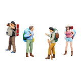 Maxbell 1/64 Scale Miniature Figures Outdoor Hiking Decoration Micro Landscape Decor 4pcs