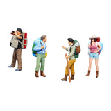 Maxbell 1/64 Scale Miniature Figures Outdoor Hiking Decoration Micro Landscape Decor 4pcs
