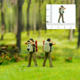 Maxbell 1/64 Scale Miniature Figures Outdoor Hiking Decoration Micro Landscape Decor 4pcs