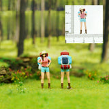Maxbell 1/64 Scale Miniature Figures Outdoor Hiking Decoration Micro Landscape Decor 4pcs