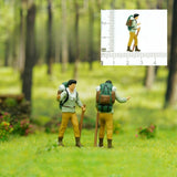 Maxbell 1/64 Scale Miniature Figures Outdoor Hiking Decoration Micro Landscape Decor 4pcs