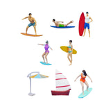 Maxbell 1/64 Miniature Surfing Figure Collectibles Layout Props Painted Beach Surfer Style A