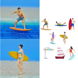 Maxbell 1/64 Miniature Surfing Figure Collectibles Layout Props Painted Beach Surfer Style A