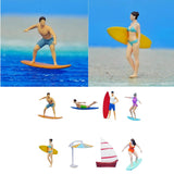 Maxbell 1/64 Miniature Surfing Figure Collectibles Layout Props Painted Beach Surfer Style A