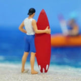 Maxbell 1/64 Miniature Surfing Figure Collectibles Layout Props Painted Beach Surfer Style C