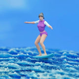 Maxbell 1/64 Miniature Surfing Figure Collectibles Layout Props Painted Beach Surfer Style D
