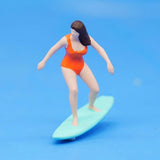 Maxbell 1/64 Miniature Surfing Figure Collectibles Layout Props Painted Beach Surfer Style F