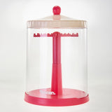 Maxbell Clear Dolls Display Case Elegant Rotating for Mini Action Figures Small Toys pink