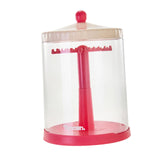 Maxbell Clear Dolls Display Case Elegant Rotating for Mini Action Figures Small Toys pink