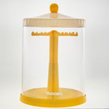 Maxbell Clear Dolls Display Case Elegant Rotating for Mini Action Figures Small Toys yellow