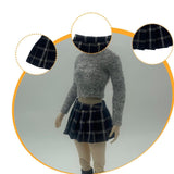 Maxbell 1/6 Plaid Pleated Skirt Soft Accessory Mini Skirt for 12 inch Female Figures