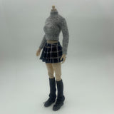 Maxbell 1/6 Scale Figure Long Sleeve Sweater and Plaid Skirt for 12'' Action Figures