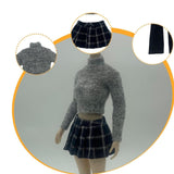 Maxbell 1/6 Scale Figure Long Sleeve Sweater and Plaid Skirt for 12'' Action Figures