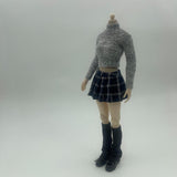 Maxbell 1/6 Scale Figure Long Sleeve Sweater and Plaid Skirt for 12'' Action Figures