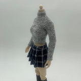 Maxbell 1/6 Scale Figure Long Sleeve Sweater and Plaid Skirt for 12'' Action Figures