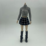 Maxbell 1/6 Scale Figure Long Sleeve Sweater and Plaid Skirt for 12'' Action Figures