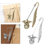 Maxbell Vintage Feather Dragon Metal Bookmark Fantasy for Women Men Book Lovers Gift ancient golden