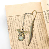 Maxbell Vintage Feather Dragon Metal Bookmark Fantasy for Women Men Book Lovers Gift ancient golden
