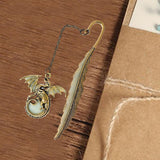 Maxbell Vintage Feather Dragon Metal Bookmark Fantasy for Women Men Book Lovers Gift ancient golden