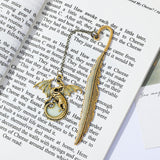Maxbell Vintage Feather Dragon Metal Bookmark Fantasy for Women Men Book Lovers Gift ancient golden