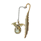Maxbell Vintage Feather Dragon Metal Bookmark Fantasy for Women Men Book Lovers Gift ancient golden