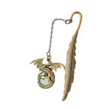 Maxbell Vintage Feather Dragon Metal Bookmark Fantasy for Women Men Book Lovers Gift ancient golden