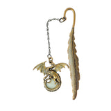 Maxbell Vintage Feather Dragon Metal Bookmark Fantasy for Women Men Book Lovers Gift ancient golden