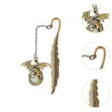Maxbell Vintage Feather Dragon Metal Bookmark Fantasy for Women Men Book Lovers Gift ancient golden