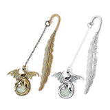 Maxbell Vintage Feather Dragon Metal Bookmark Fantasy for Women Men Book Lovers Gift ancient golden