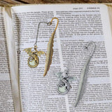 Maxbell Vintage Feather Dragon Metal Bookmark Fantasy for Women Men Book Lovers Gift ancient golden