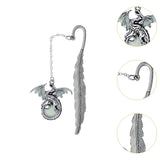 Maxbell Vintage Feather Dragon Metal Bookmark Fantasy for Women Men Book Lovers Gift ancient argent
