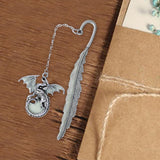 Maxbell Vintage Feather Dragon Metal Bookmark Fantasy for Women Men Book Lovers Gift ancient argent