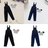 Maxbell 1:6 Short Sleeve Bib Overalls Suit Cloth for 12 inch Figures Body Doll Model black pants