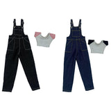 Maxbell 1:6 Short Sleeve Bib Overalls Suit Cloth for 12 inch Figures Body Doll Model black pants