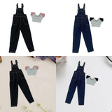 Maxbell 1:6 Short Sleeve Bib Overalls Suit Cloth for 12 inch Figures Body Doll Model black pants