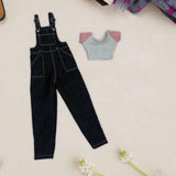 Maxbell 1:6 Short Sleeve Bib Overalls Suit Cloth for 12 inch Figures Body Doll Model black pants