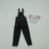 Maxbell 1:6 Short Sleeve Bib Overalls Suit Cloth for 12 inch Figures Body Doll Model black pants