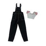 Maxbell 1:6 Short Sleeve Bib Overalls Suit Cloth for 12 inch Figures Body Doll Model black pants