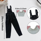 Maxbell 1:6 Short Sleeve Bib Overalls Suit Cloth for 12 inch Figures Body Doll Model black pants