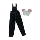 Maxbell 1:6 Short Sleeve Bib Overalls Suit Cloth for 12 inch Figures Body Doll Model black pants