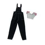 Maxbell 1:6 Short Sleeve Bib Overalls Suit Cloth for 12 inch Figures Body Doll Model black pants