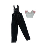 Maxbell 1:6 Short Sleeve Bib Overalls Suit Cloth for 12 inch Figures Body Doll Model black pants