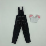 Maxbell 1:6 Short Sleeve Bib Overalls Suit Cloth for 12 inch Figures Body Doll Model black pants