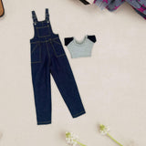 Maxbell 1:6 Short Sleeve Bib Overalls Suit Cloth for 12 inch Figures Body Doll Model dark blue pants