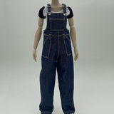 Maxbell 1:6 Short Sleeve Bib Overalls Suit Cloth for 12 inch Figures Body Doll Model dark blue pants