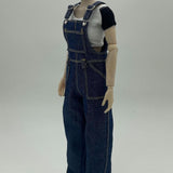 Maxbell 1:6 Short Sleeve Bib Overalls Suit Cloth for 12 inch Figures Body Doll Model dark blue pants