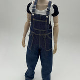 Maxbell 1:6 Short Sleeve Bib Overalls Suit Cloth for 12 inch Figures Body Doll Model dark blue pants