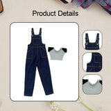 Maxbell 1:6 Short Sleeve Bib Overalls Suit Cloth for 12 inch Figures Body Doll Model dark blue pants