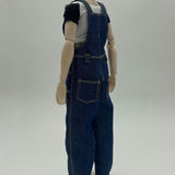 Maxbell 1:6 Short Sleeve Bib Overalls Suit Cloth for 12 inch Figures Body Doll Model dark blue pants